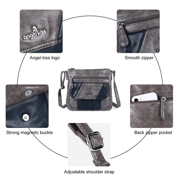 Angelkiss Small Crossbody Bag Leather Shoulder Purse Hobo :> - Picture 6 of 7